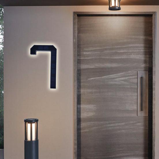 מספר בית מואר סולארי תאורת חוץ מספר כתובת LED מאיר עמיד למים מספר בית מודרני שלט כתובת לדלת כניסה חיצונית