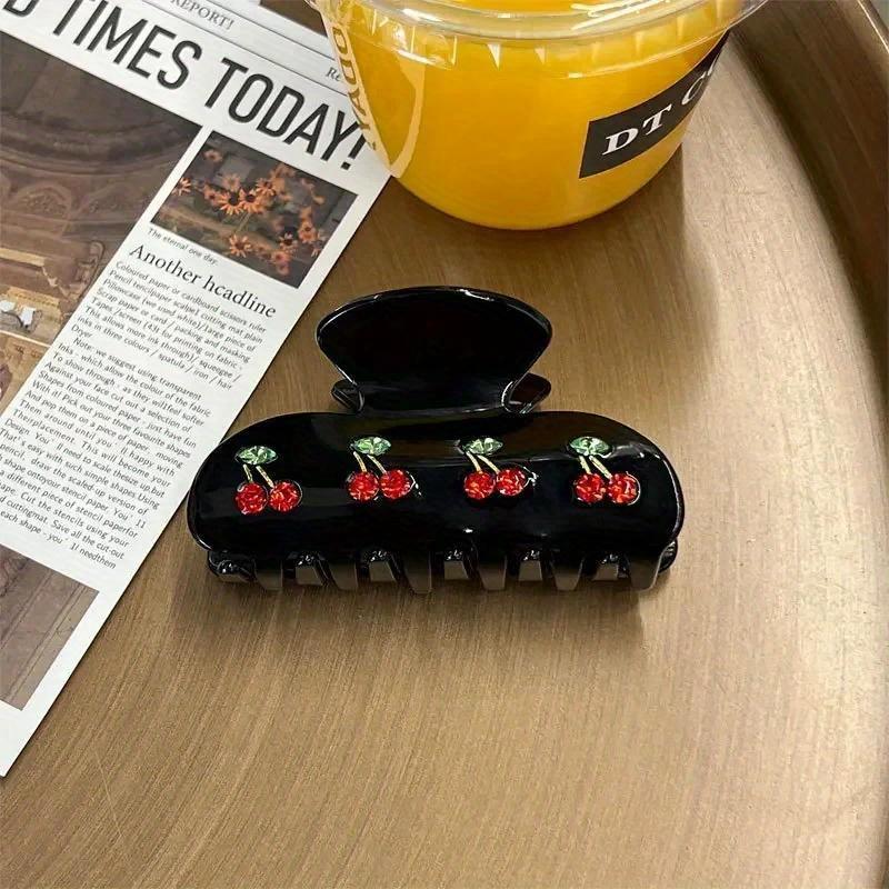 Vintage 8cm Fruit Cherry Crystal Hair Claw for Women Korean Elegant Acetate Claw Clip Popular Hair Catches Hair Accessories