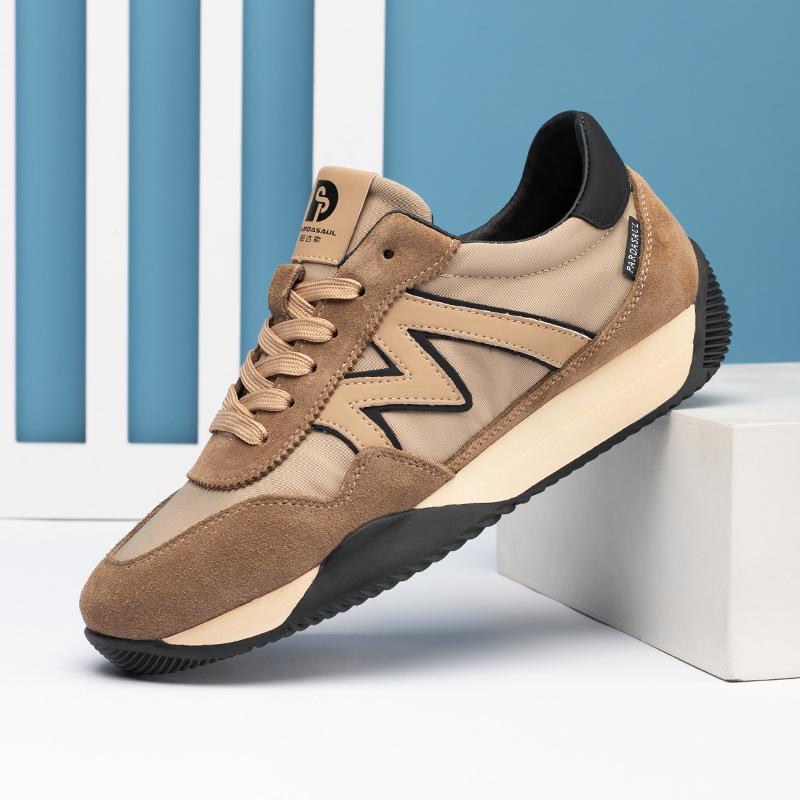 Men's Shoes 2025 Direct Supply Spring and Autumn Casual Men's Shoes Leather Cloth Splicing Forrest Gump Shoes Trend Versatile Breathable Sports Shoes