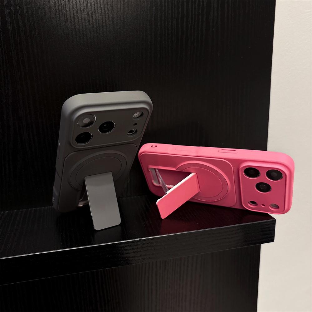 Hidden Folding Stand Magnetic Phone Case for IPhone 17 16 15 14 13 12 11 Pro Max Matte Frosted Shockproof Protection Back Cover