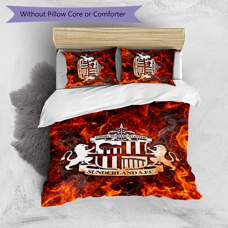 Juego de Ropa de Cama Estampado del Sunderland Football de 3 Piezas, Cómodo y Amigable con la Piel Juego de Funda Nórdica para Dormitorio