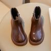 Modische Lederstiefel für Mädchen Kinder Stilvolle Kurze Stiefel Preppy-Style Einzelstiefel für Mädchen