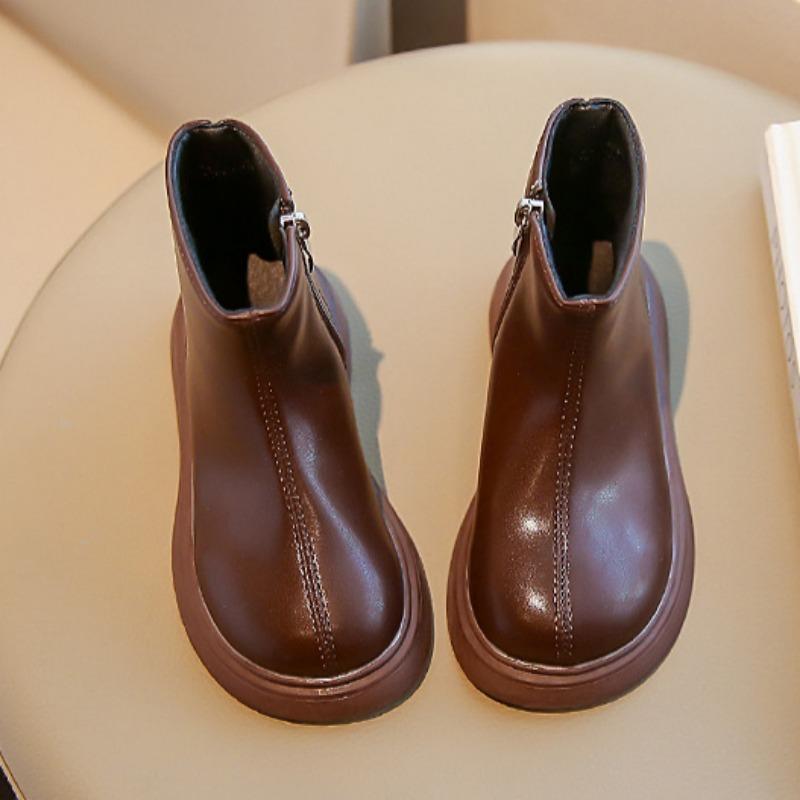 Modische Lederstiefel für Mädchen Kinder Stilvolle Kurze Stiefel Preppy-Style Einzelstiefel für Mädchen