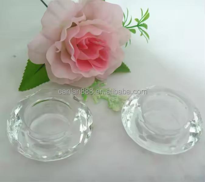 Cheap Handmade Decorative Tealight Medium Diamond Crystal Round Votive Candlestick Holder for Home Decoration
