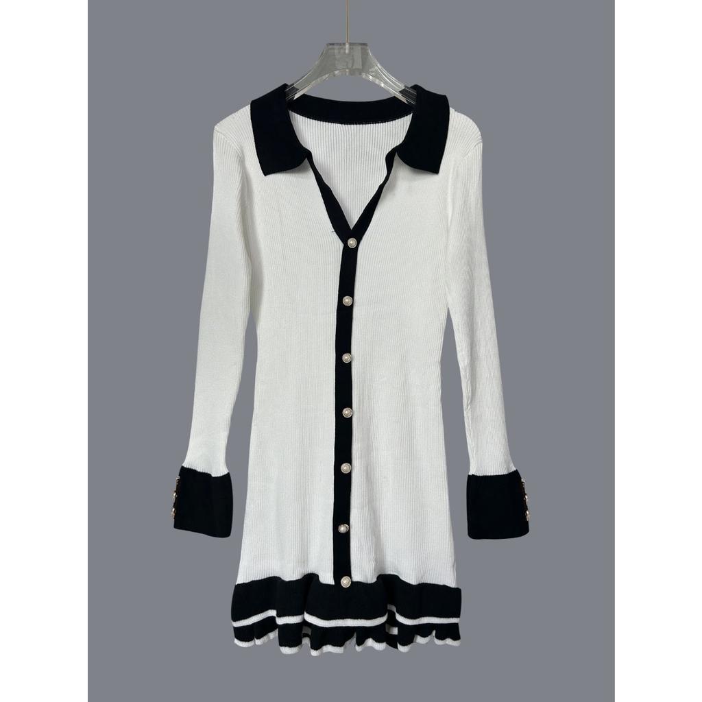 Women's V Neck Long Sleeve Mini Dress Slim Fit High Waist Elegant Knit Bodycon Dress