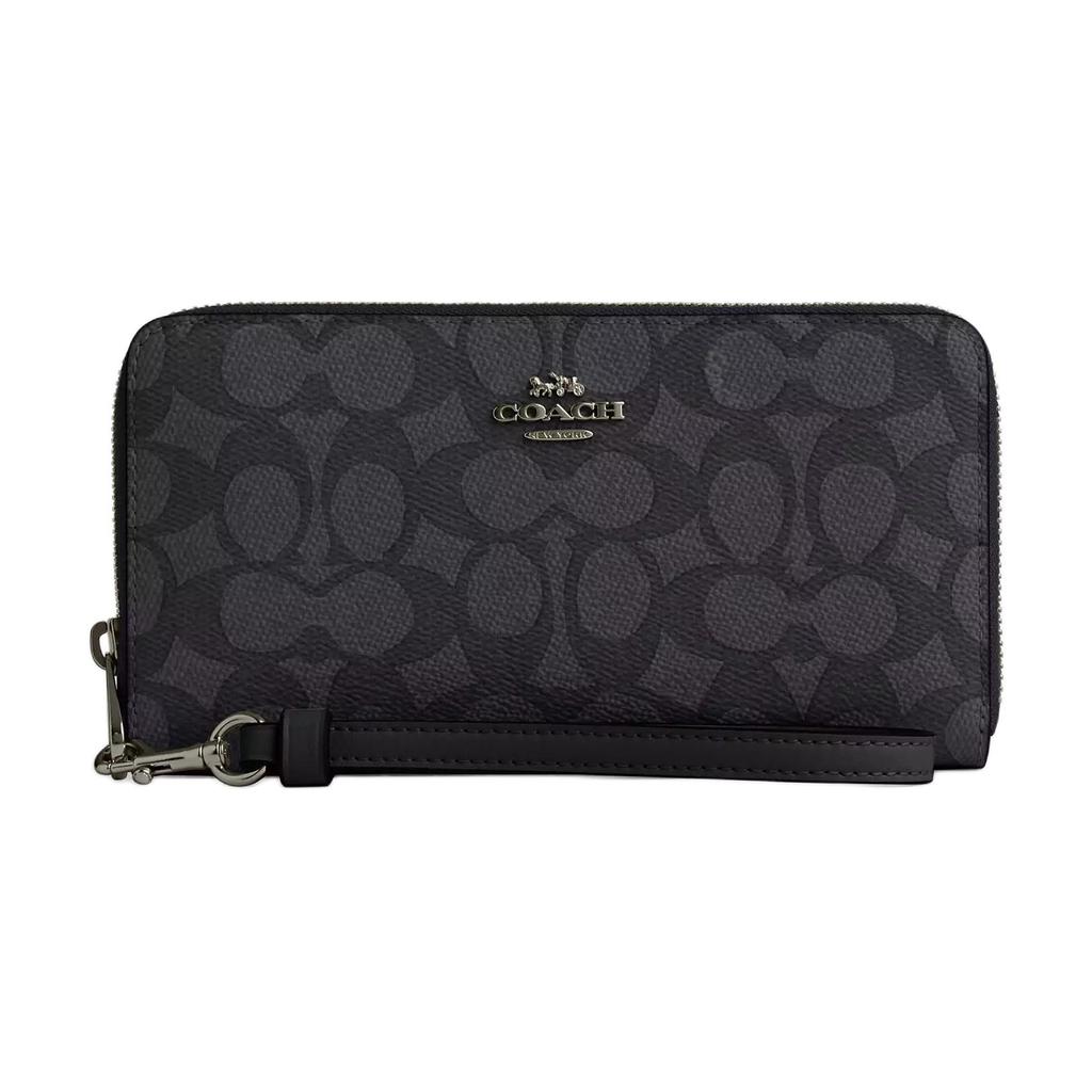 New COACH Coated Canvas Wallet Small Women's Charcoal & Black CW778-QBMI5