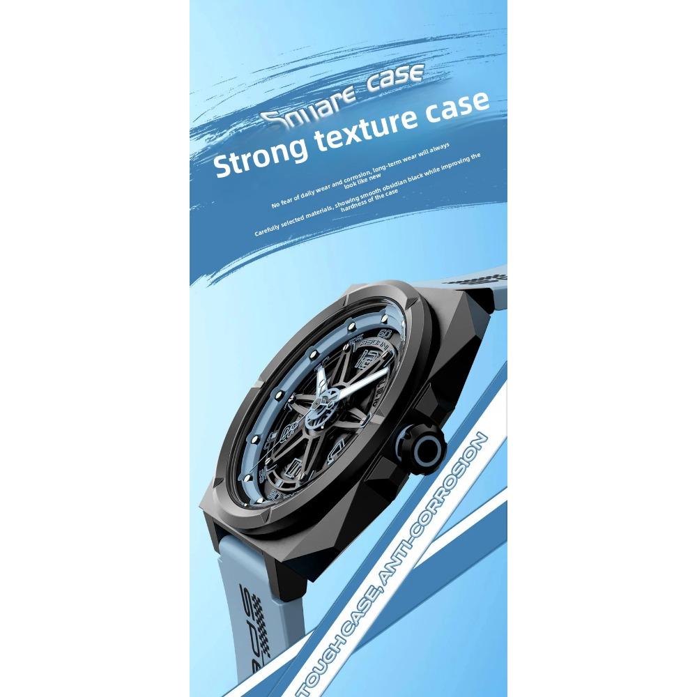ABORNI 5006 Orologio Sportivo da Uomo Stile Meccanico Calendario Quarzo Cinturino in Silicone Quadrato Serie Yonghui Star Track Orologio per Uomo