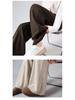 Women's Wool Wide-Leg Pants, Brown Herringbone, Slimming & Comfortable, Skin-Friendly, 2025 Autumn/Winter Collection
