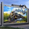 2D Classic Steam Train Backdrop, Outdoor Scenic Photography Background