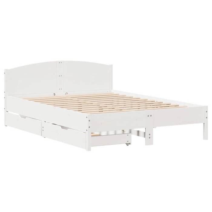 VidaXL Cadre de lit et tête de lit blanc 140x190 cm bois de pin massif, meuble de chambre à coucher, sommier, lit en bois, 3301834