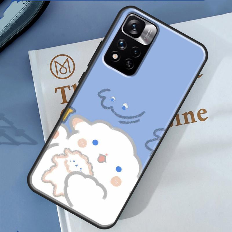 Kawaii Bears Rabbit Oil Painting Case For Xiaomi Redmi 13C 10C 12C 14C Redmi Note 14 13 Pro 12 11 9 10 9S 10S 11S 12S Cover