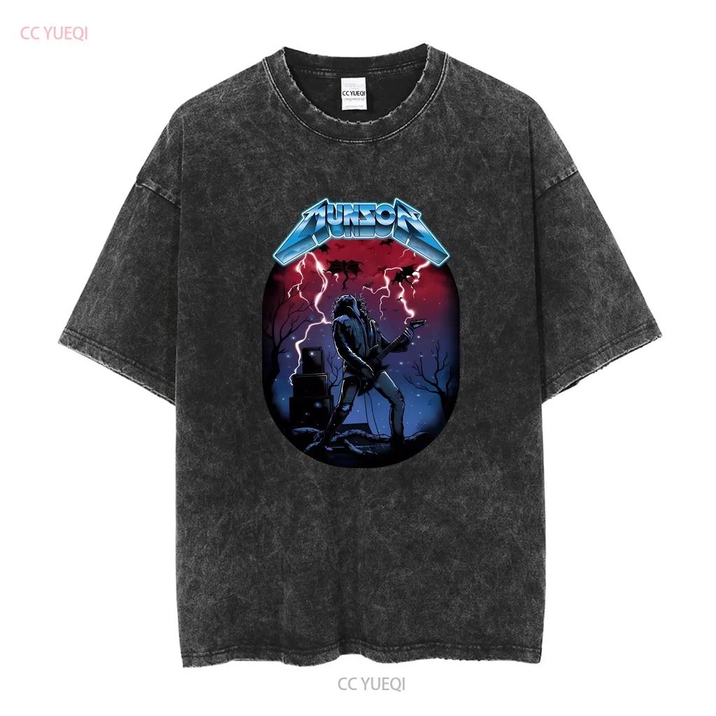 Eddie Play Guitar Stranger for ST4 Fans MunSon T Shirt vintage Washed Versatile Soft Unisex Stretched homme Comfortable