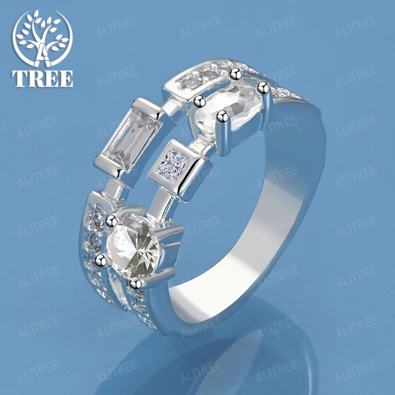 Korean Version Beautiful Luxury Zircon Ring 925 Sterling Silver Ring Women Charm Wedding Party High-Quality Jewelry Accessories