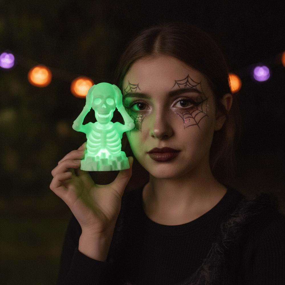 Creative 3D Printed Skull Novelty Glow Miniature Sculpture Luminous Tabletop Statue  Nightstand