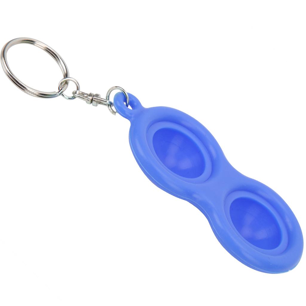 Stress Relief Keychain Push Bubble Key Ring Hand Sensory Puzzle Toy Silicone for Students Adults ChildrenBlue
