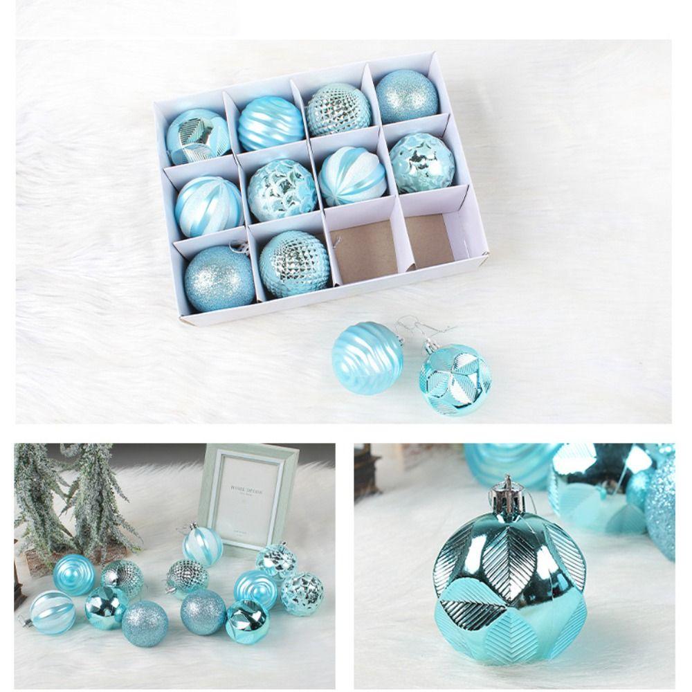 12PCS High-quality Plastic Christmas Ball Set 6CM 6 Colors Xmas Ornament Ball Suspensable Xmas Baubles Showcase