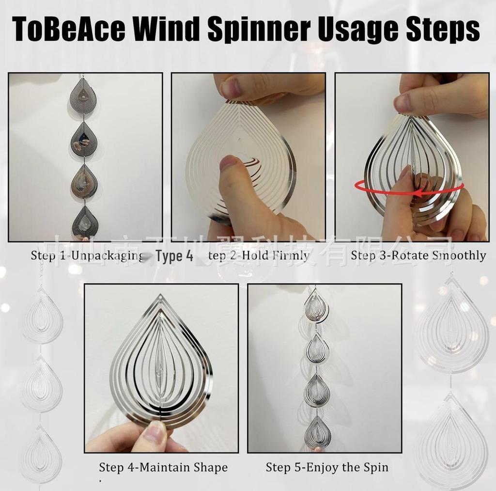 10cm Water Drop Rotating Wind Chime: Creative 3D Metal Wind Spinner & Bird Repellent