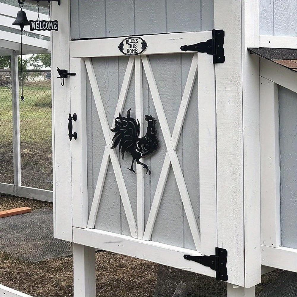 2pcs Decorative T Strap Hinge 4 Inches Black Shed Storage Gate Strap Hinge Barns Door Tee Hinges with Screws