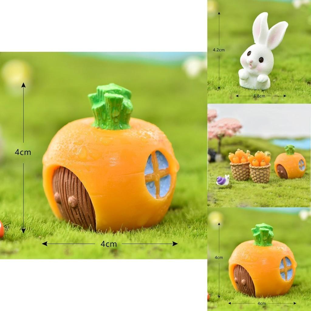 Charming Rabbit Eat Carrot Diy Resin Figurine For Exquisite Micro Landscape Decoration