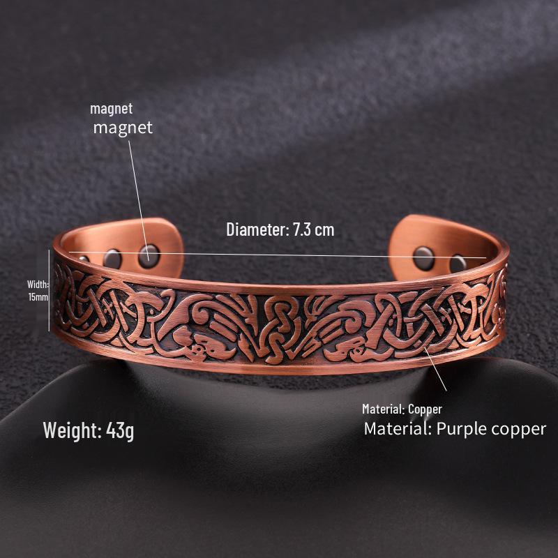 Purple Copper Magnet Bracelet - Adjustable Pure Copper Hand Jewelry