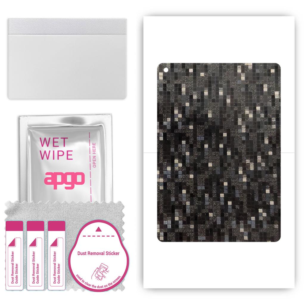 apgo Autocolant de protecție pentru spate compatibil cu Apple iPad 10.2 (2021), Film de ambalare, folie, vinil - Model Carbon Black Pixel