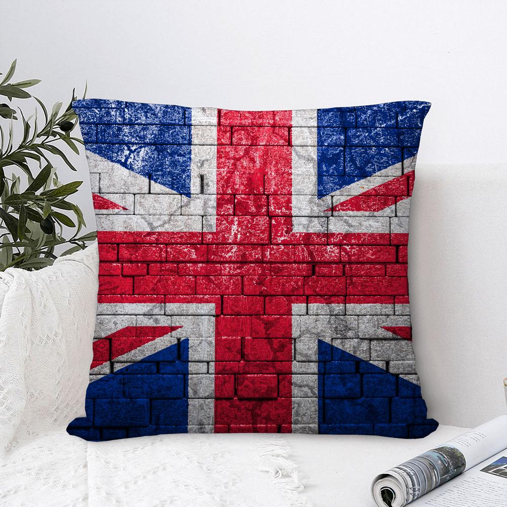 Union Jack Flag Pillow Case Plush Fabric Soft Pillowcase Double Sided Print Sofa Cushion Cover Throw Pillow Cover