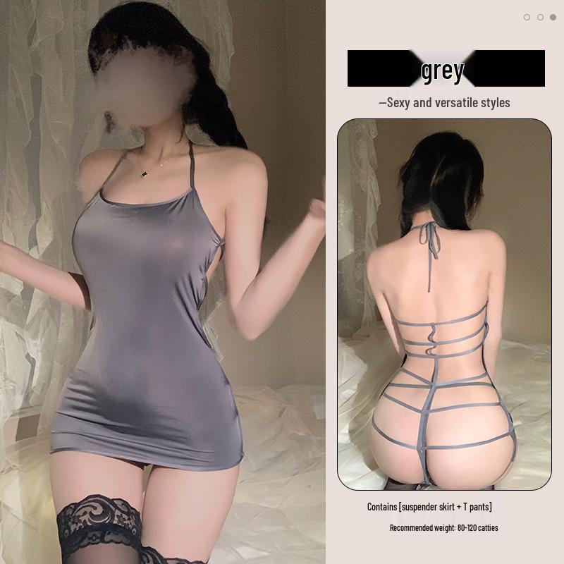 Linlinting Tempting Backless Lingerie Nightgown with Quick Release Open Crotch - Style 2048