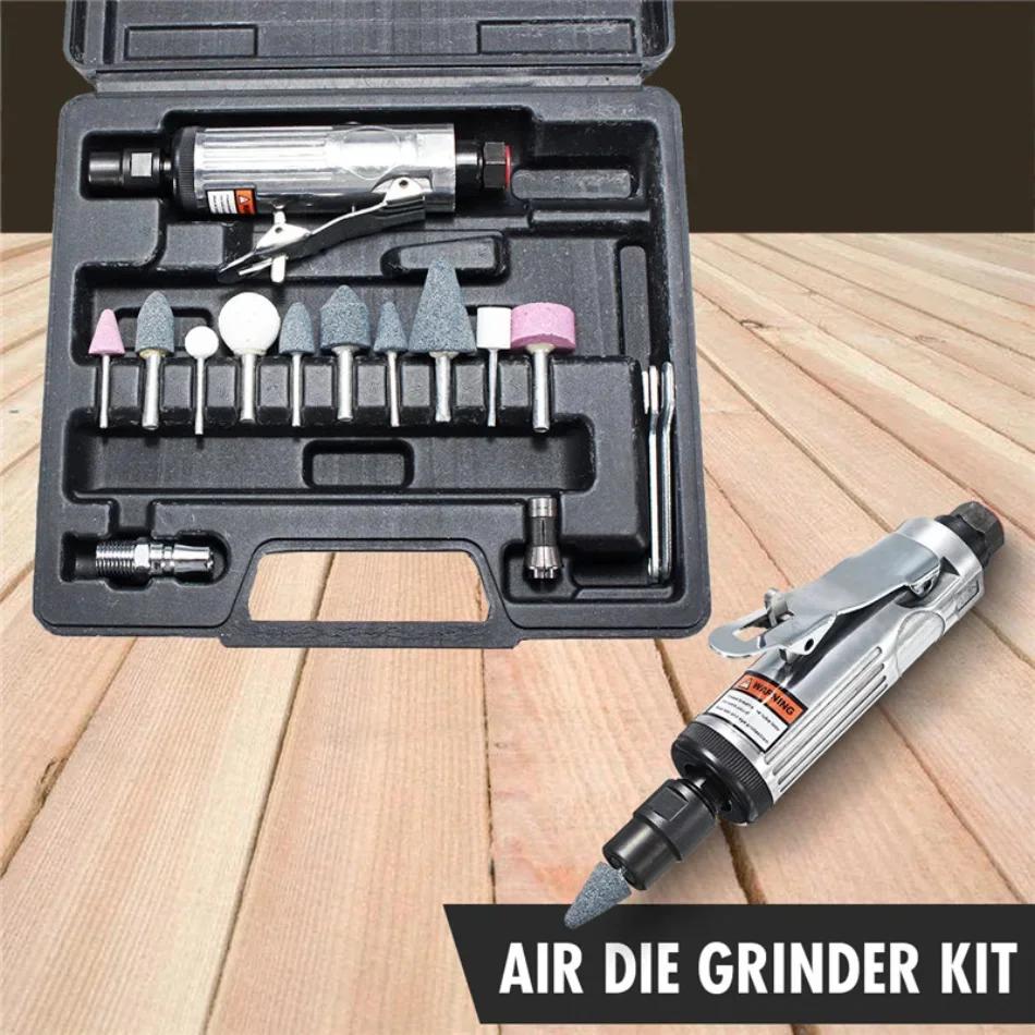 

16Pcs/Set 1/4 Inch Car Air Compressor 90psi Grinder Machine Tirel Rotary Stone Tool Kit High-speed Polishing Pneumatic Tool червоний