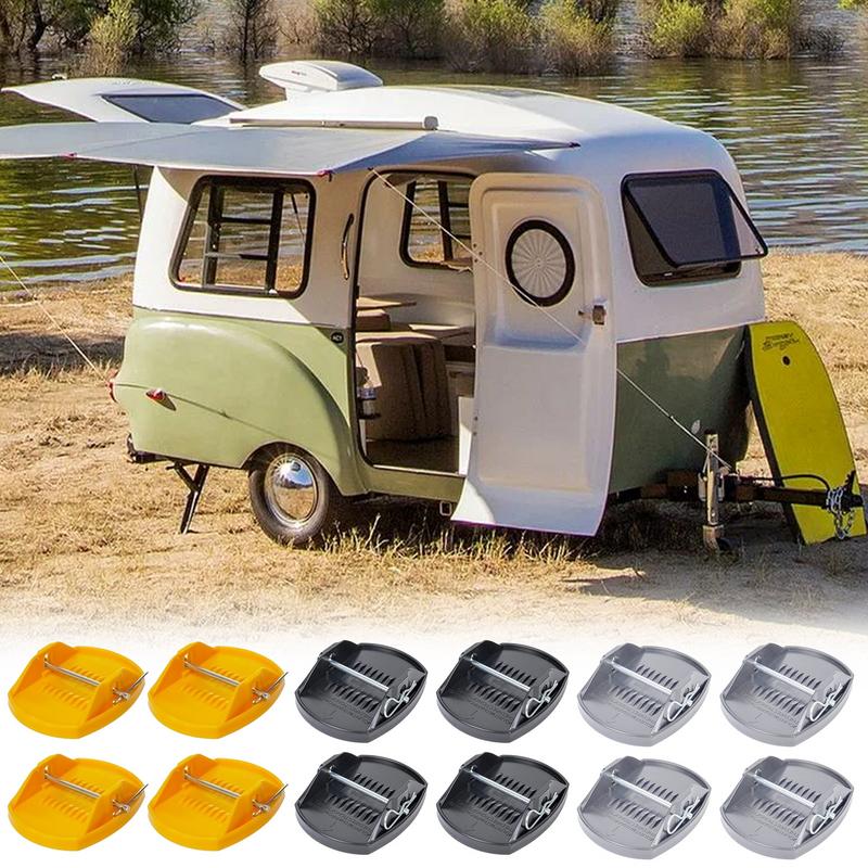 Wohnmobil-Stützfuß Dauerhaft befestigte Stützfüße 4 Stück Unterlegkeile Anhänger Nivellierung Flex-Pad mit dauerhaft befestigten Stützfüßen