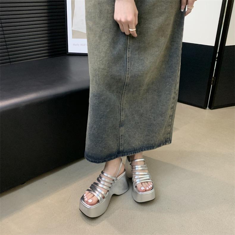 Beach Fashion Waterproof Roman Sandals Ladies Chunky High Heels Fashion High-heeled Slippers Wedge Casual Sandals