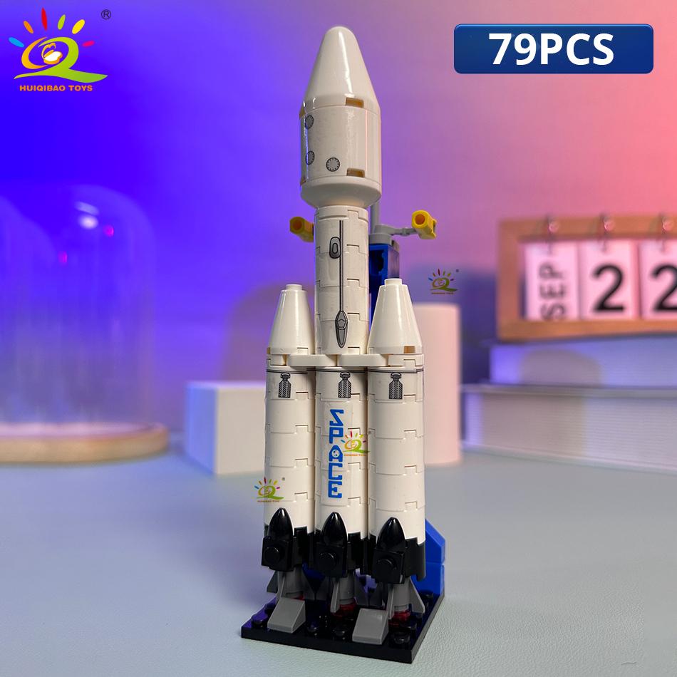 HUIQIBAO Letecký kosmodrom Model Raketoplán Raketa Startovní centrum Stavební bloky MOC Kosmická loď Dětské kostky Hračka