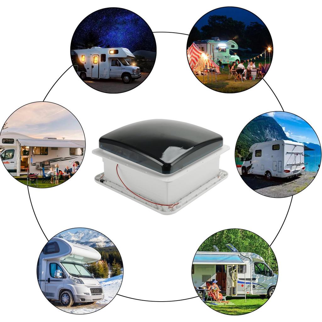 14" Wohnmobil Wohnwagen Dachluke 3-Gang Motor Wohnmobil Ventilator 12V Dachfenster mit LED-Licht