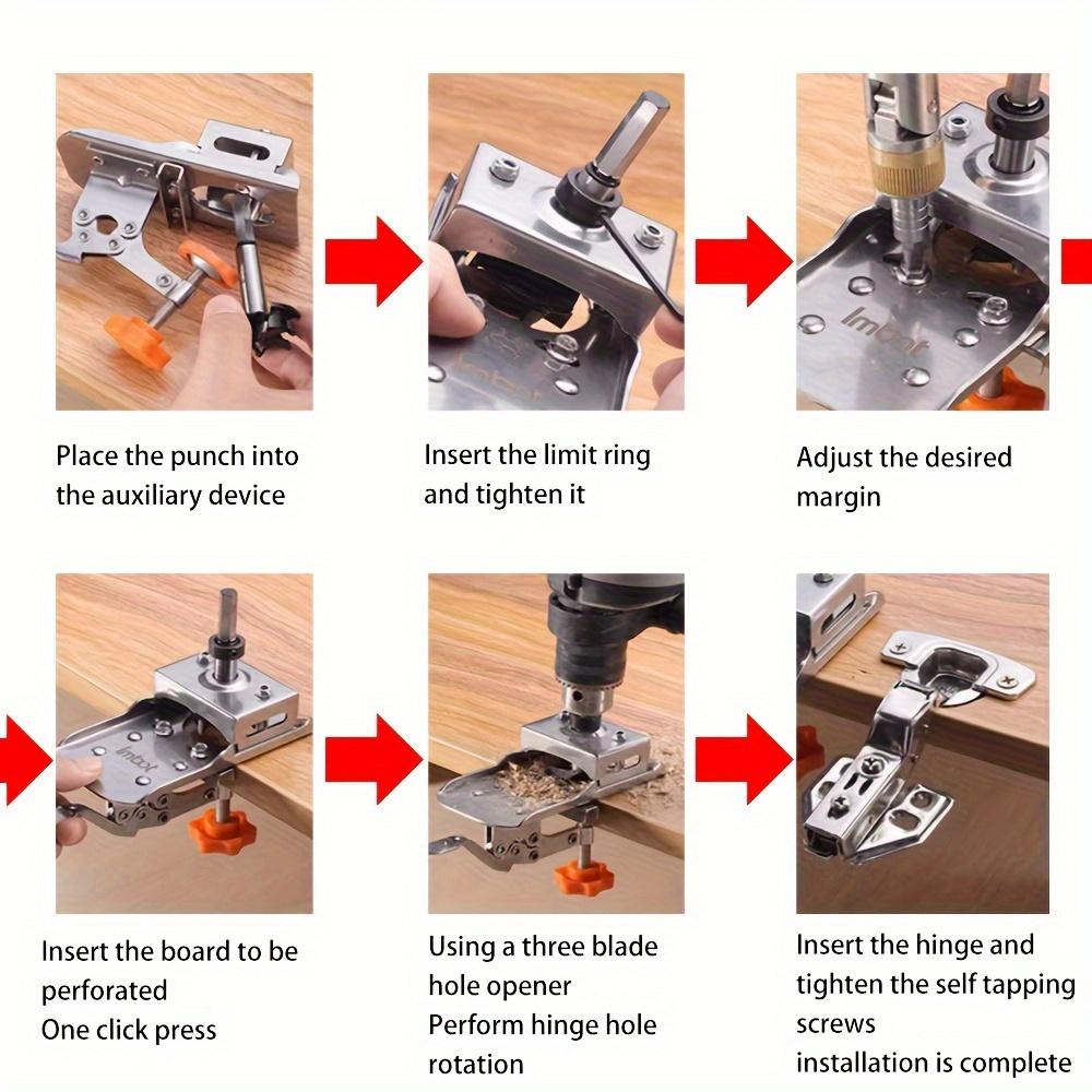 35mm Concealed Hinge Drilling Jig,with 4pcs Hinge hole openerHinge Boring Hole Drill Guide Locator for Door Cabinet Installation