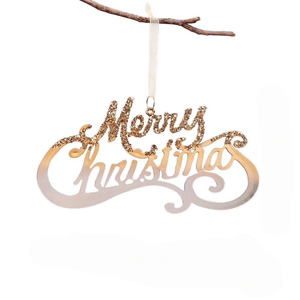 Golden Translucent Christmas Snowflake Pendant Crystal Prism Wreath Elk Deer Ornaments Home