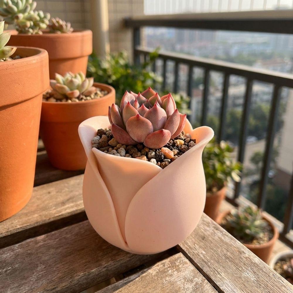 Unique Succulent Plant Basin Cute Green Onion Pots Modern Mini Rose Shape Pots  Indoor Plants