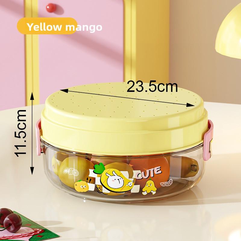 

Двухслойный поднос для сушки, бытовой контейнер для хранения с высоким уровнем внешнего вида с корзиной для фруктов, круглый утолщенный поднос для сушки фруктов жёлтый