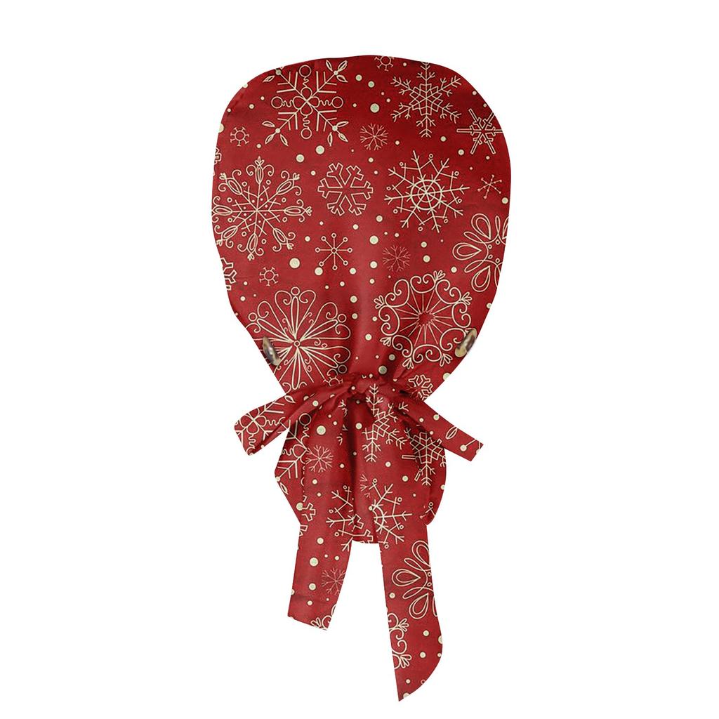 Christmas Holiday Chef Hat with Festive Print Adjustable Kitchen Hat for Baking, Cooking, and Party