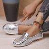 Spring and Summer Women's Shoes, Casual Flat Bottomed Bean Shoes, Round Toe Shallow Mouth Women's Singles Shoes, Plus Size Women's Shoes