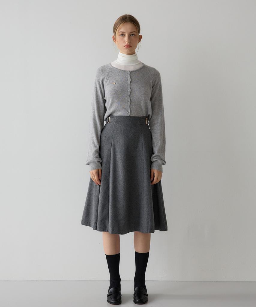 Sisterhood Wool Buckle Flare Skirt - Gray