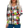 Women Long Sleeve Pattern Pocket Working Stand-up Collar Single-breasted Protective Overalls Cardigan Jacket Top