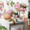 Watercolor Macaroons Rose Blossom Cherry Cakes Teacup Sheer Curtains Living Room Tulle Window Curtain Bedroom Kitchen Drapes