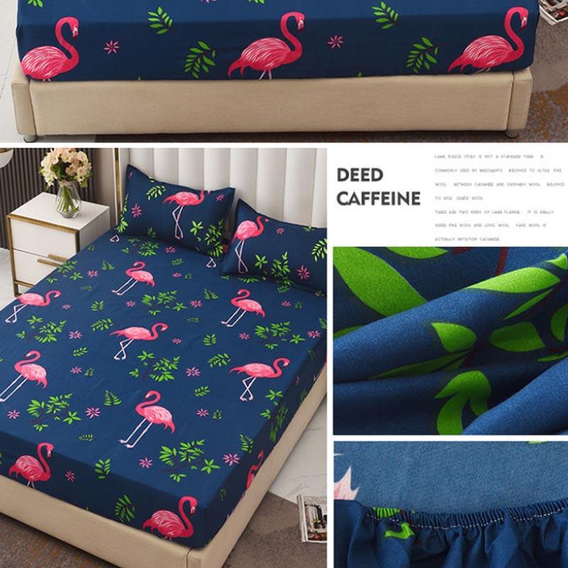 Bed Sheet Anti-slip Fixed Bed Cover Three-piece 1.8 M 2 Meter Bed Protective Cover Dust Protection Package Printing Light Luxury
