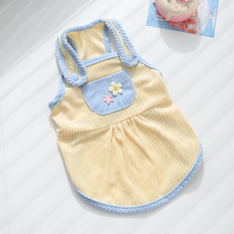 

Spring Floral Pet Suspender Dress Thin Breathable Anti-Shed Skirt For Small Cat Dog Daily Summer Indoor Outdoor Use S: Chest 37cm