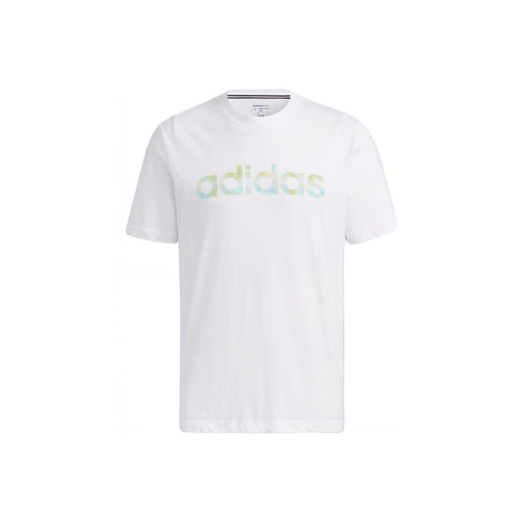 adidas Neo Tie-Dye Logo Print Sports Crew Neck T-Shirt Men Tops White GP4876