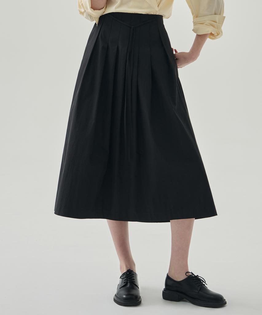 Deuloupisumeon Ella Pleated Long Flare Skirt [Ivory]