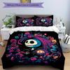3pcs Fantasy Jack Skellington Bedding Set Includes Quilt Cover and Pillowcases, Suitable for All Seasons B028