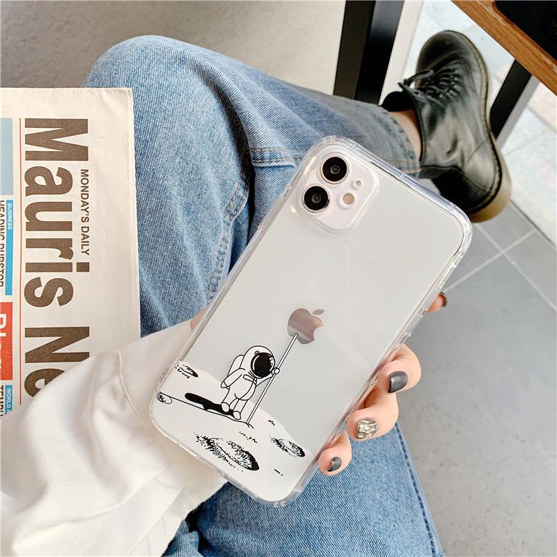 Space astronaut iPhone14promax mobile phone case all-inclusive Apple 15 Pro protective case transparent 13 soft case