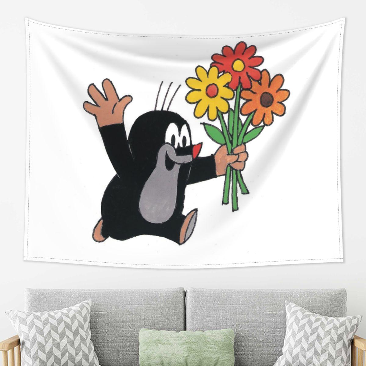 

Cute Happy Mole Krtek Tapestry Decoration Art Aesthetic Tapestries for Living Room Bedroom Home Wall Cloth Wall Hanging 74x94cm(29x37in)