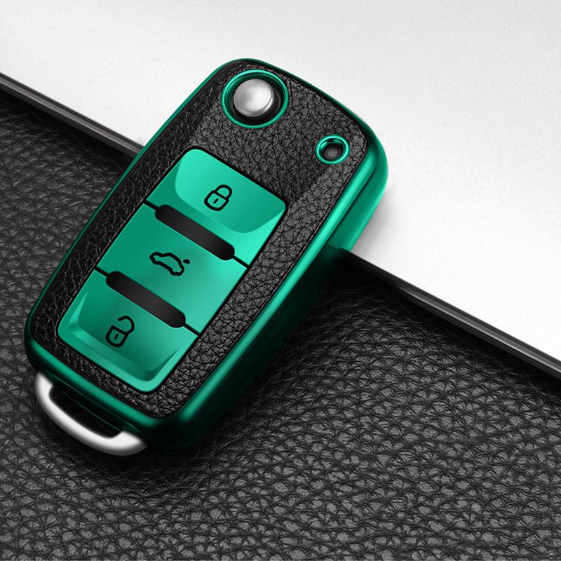 Tpu Leather Car Key Case Full Cover Protection Shell Bag for VW Volkswagen Polo Tiguan Passat Golf Jetta Lavida Skoda Octavia
