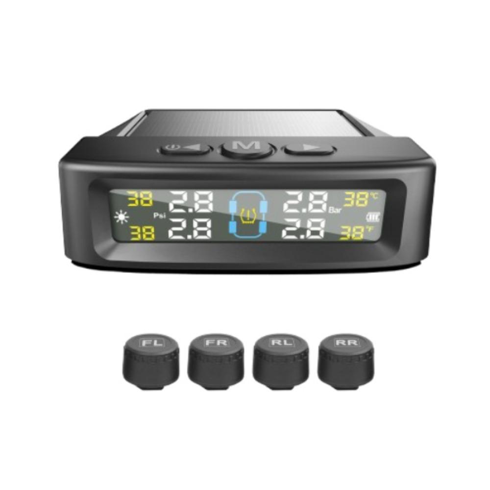 

Wireless Tire Pressure Monitoring System TPMS Temperature Warning Fuel Save Automotive Use Voice-External Sensor